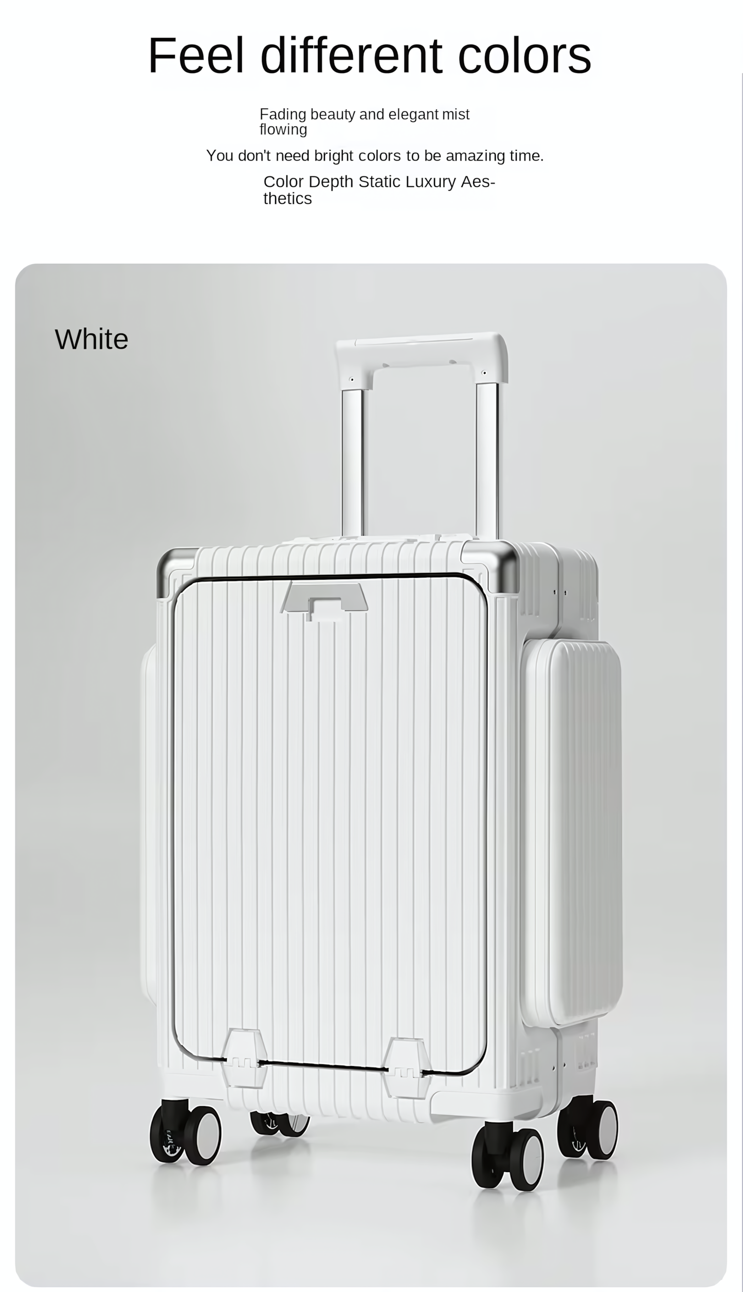 Three-Opening Multi-Functional Travel White Luggage