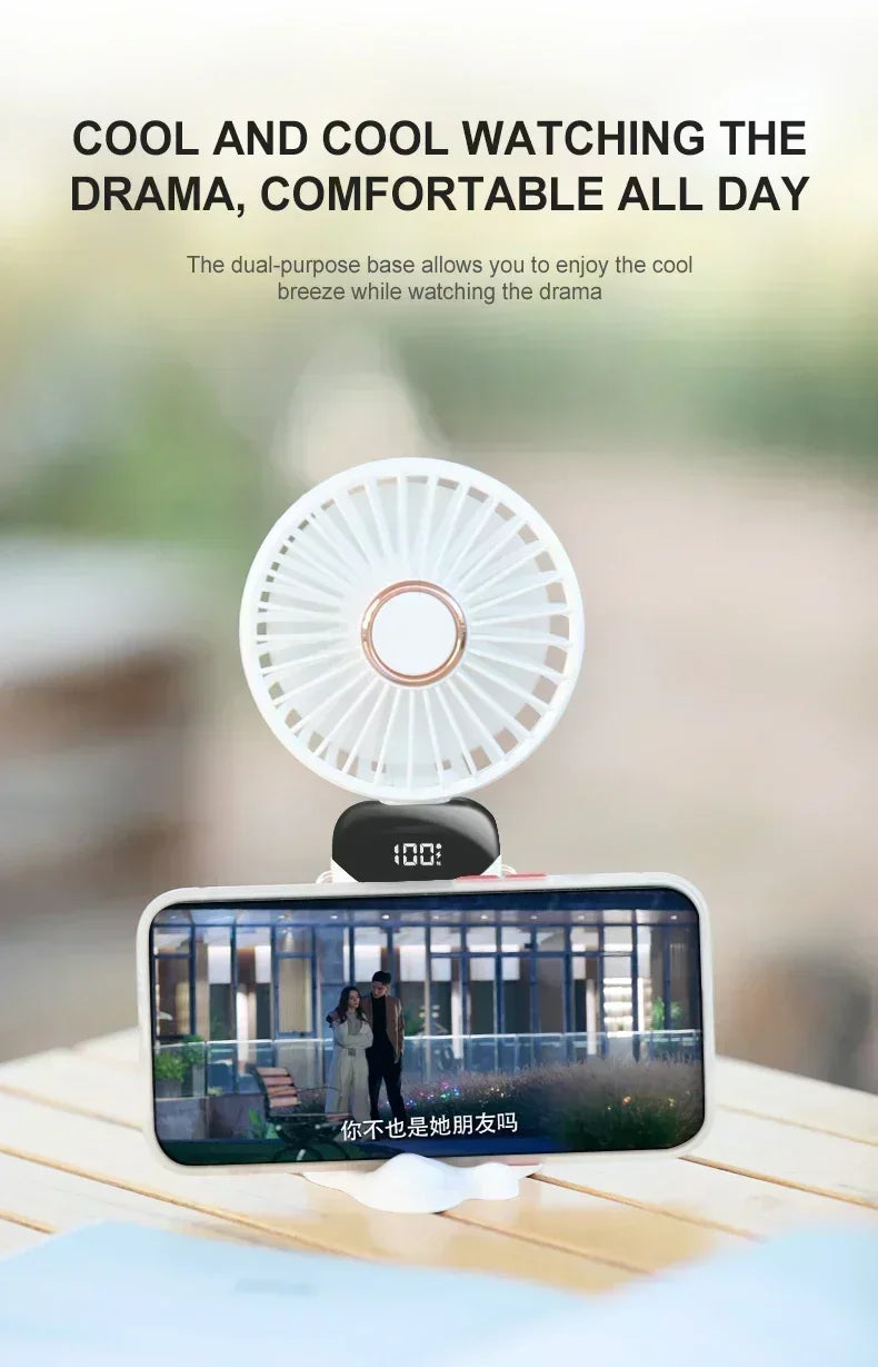 Handheld Mini Fan Foldable Portable 1800mAh