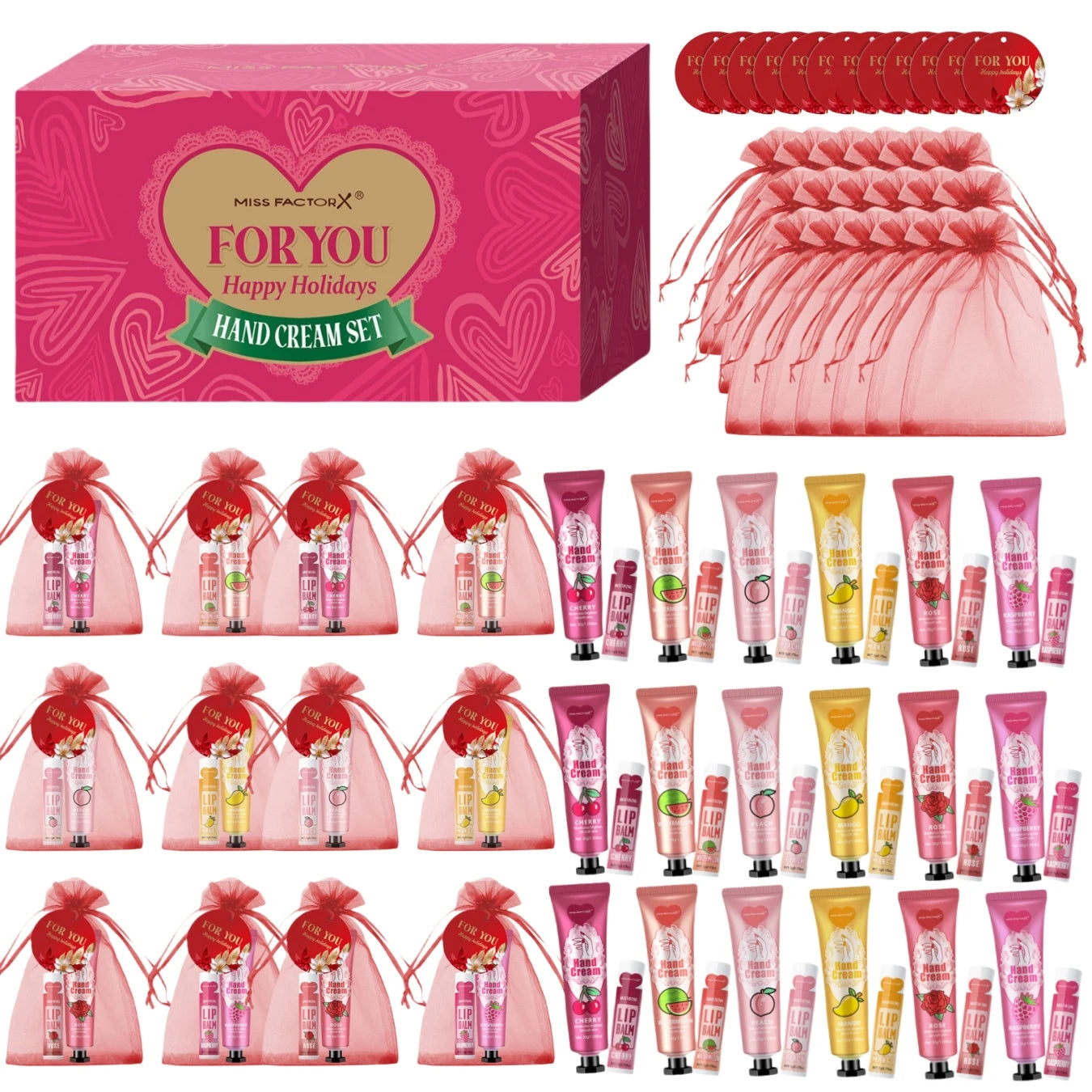 96pcs gift set hand cream and lip balm