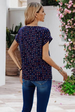 Scoop Neck Polka Dot Batwing Sleeve Blouse - IVORYNN