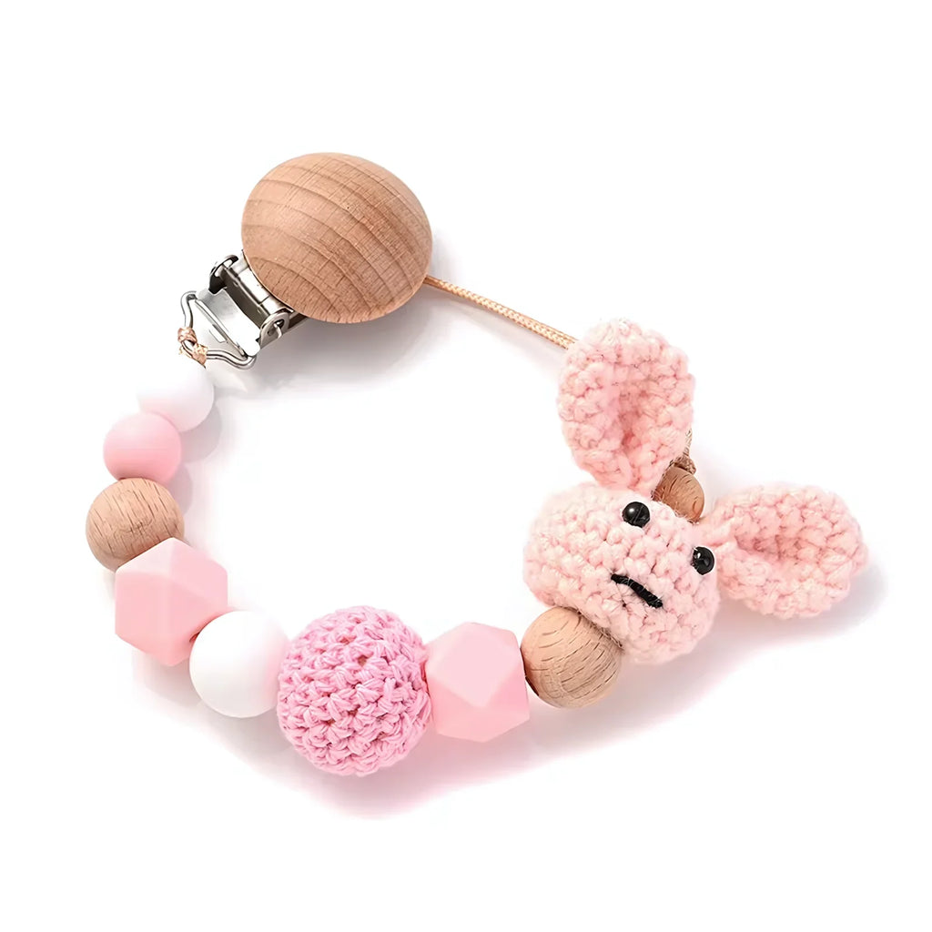 Baby Pink Wooden Pacifier Clip