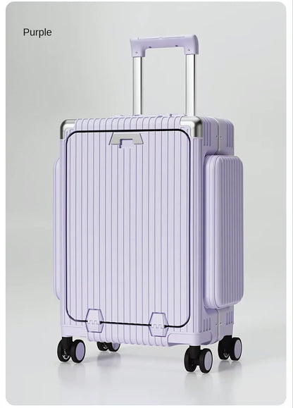 Three-Opening Multi-Functional Travel Purple Luggage