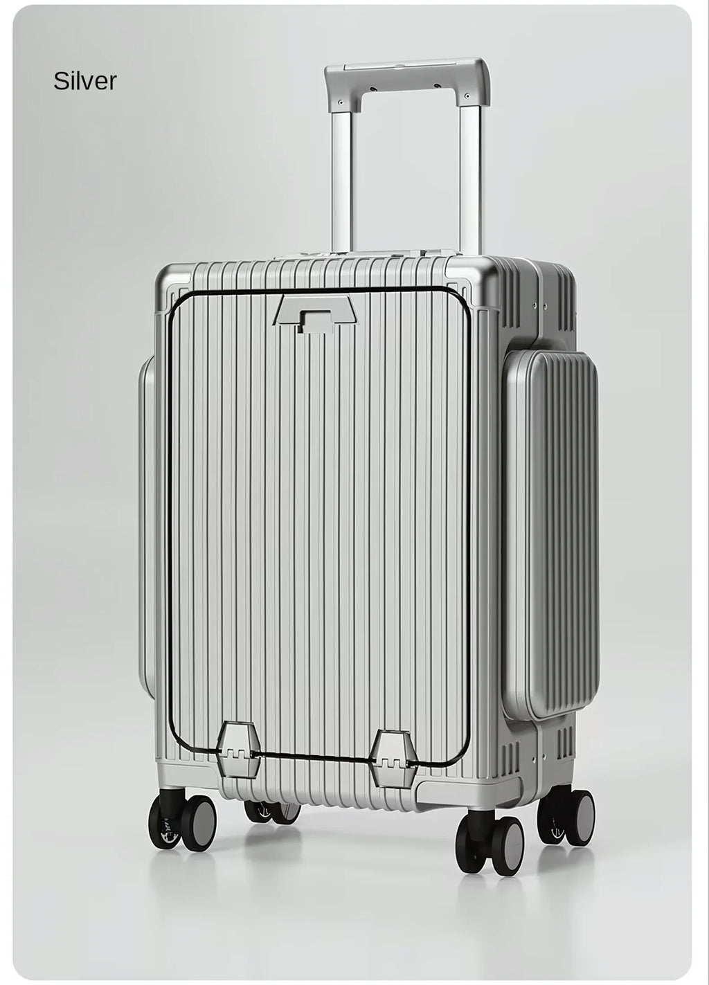 Three-Opening Multi-Functional Travel Silver Luggage