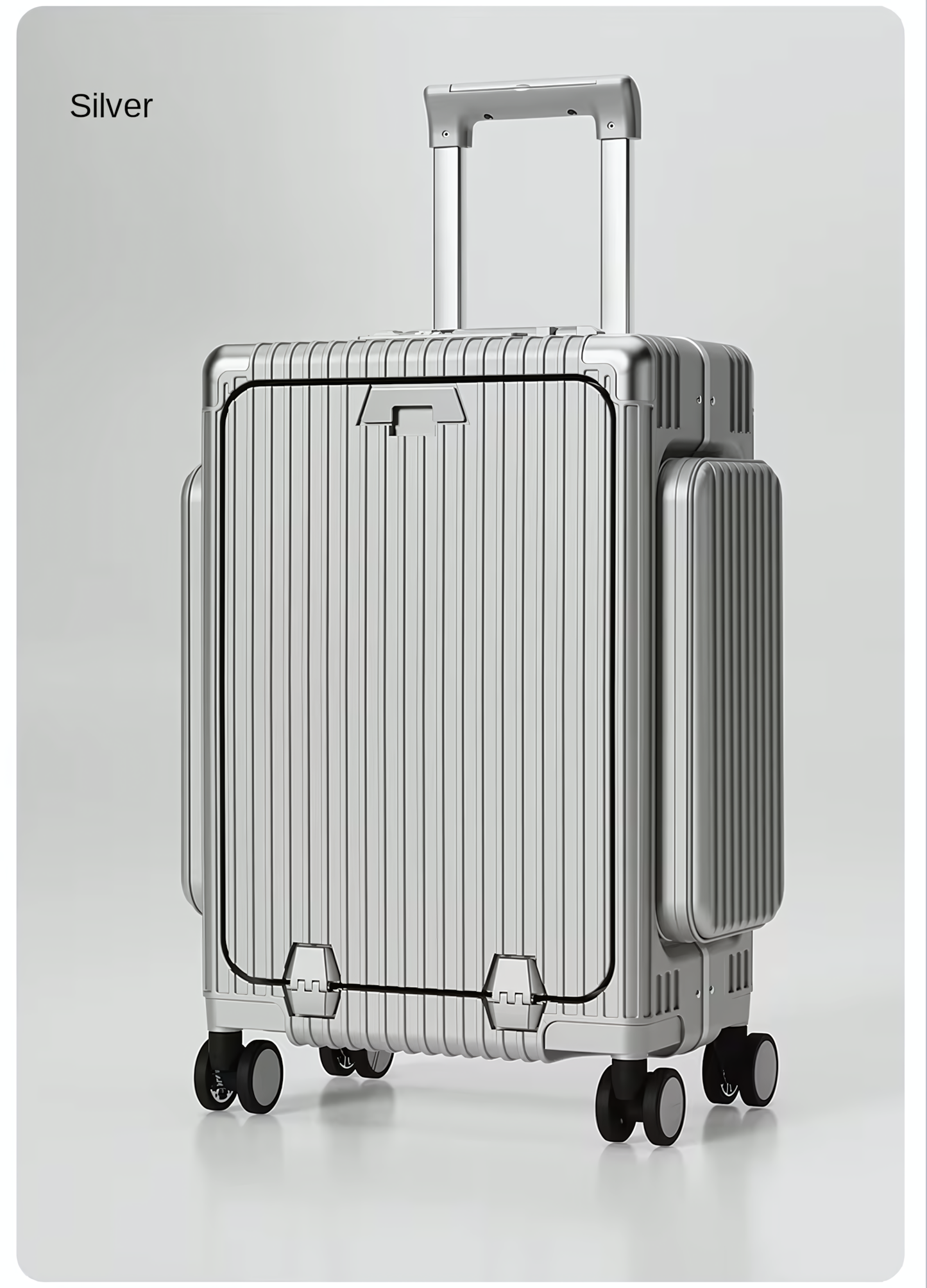 Three-Opening Multi-Functional Travel Silver Luggage