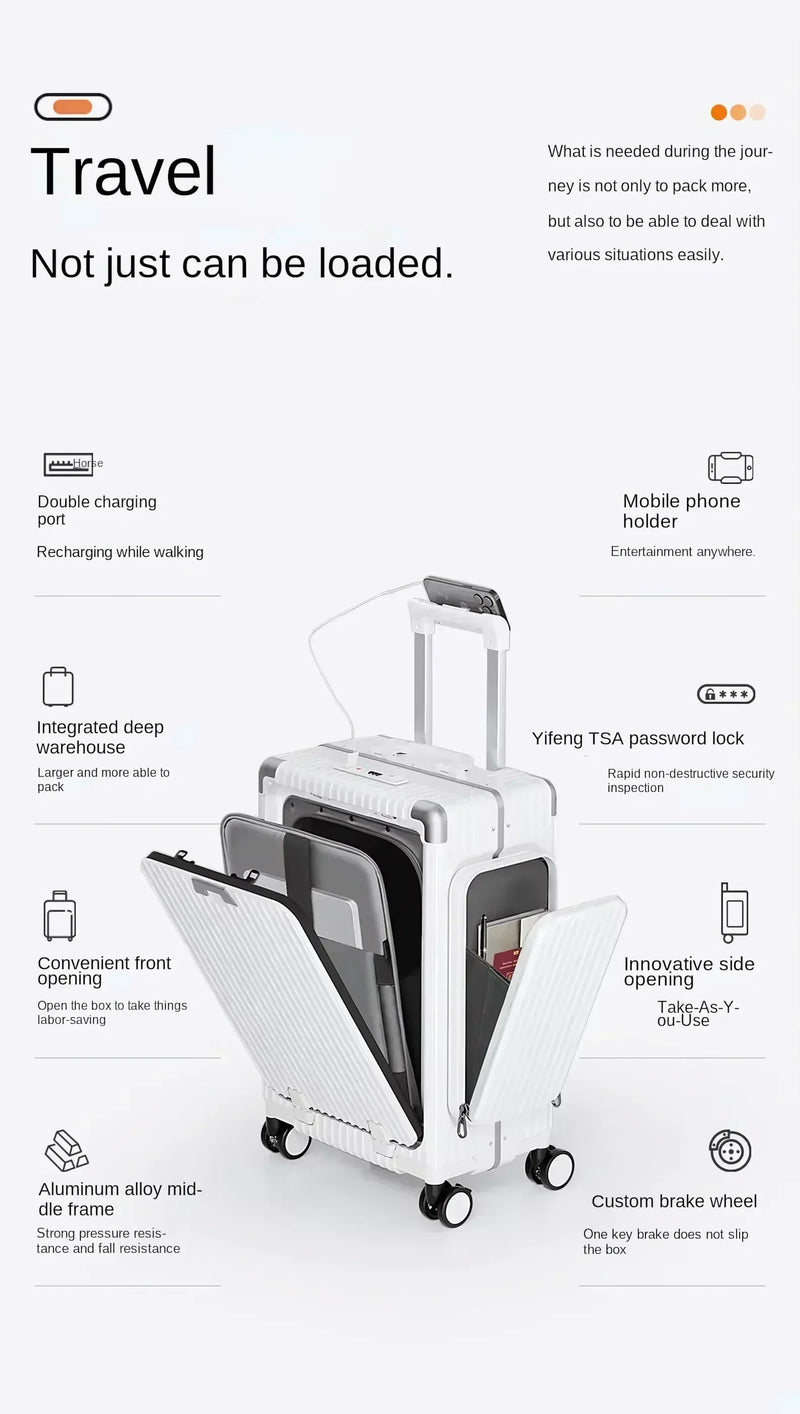 Three-Opening Multi-Functional Travel Green Luggage