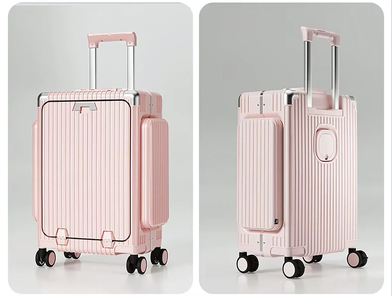 Three-Opening Multi-Functional Travel Pink Luggage