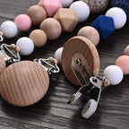 Baby Pink Wooden Pacifier Clip