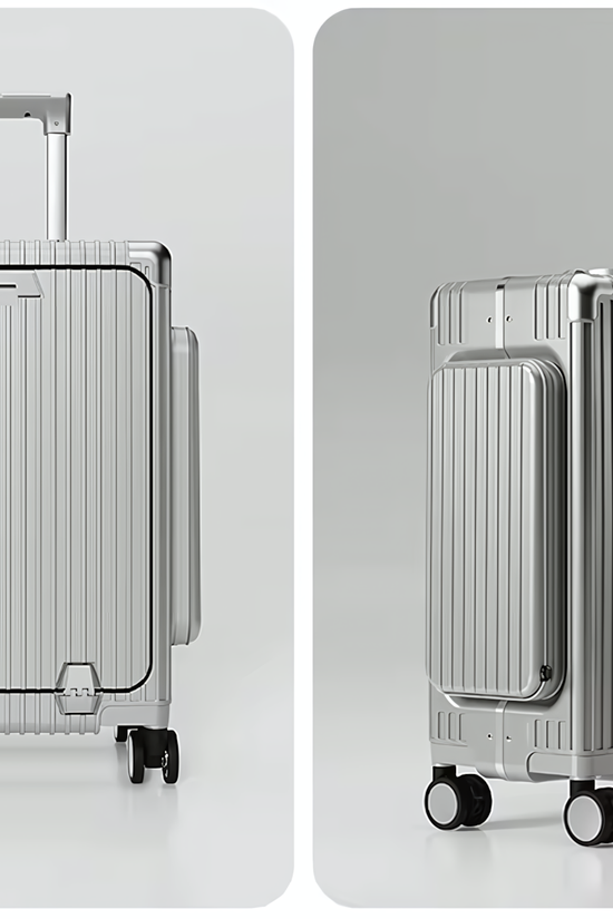 Three-Opening Multi-Functional Travel Silver Luggage