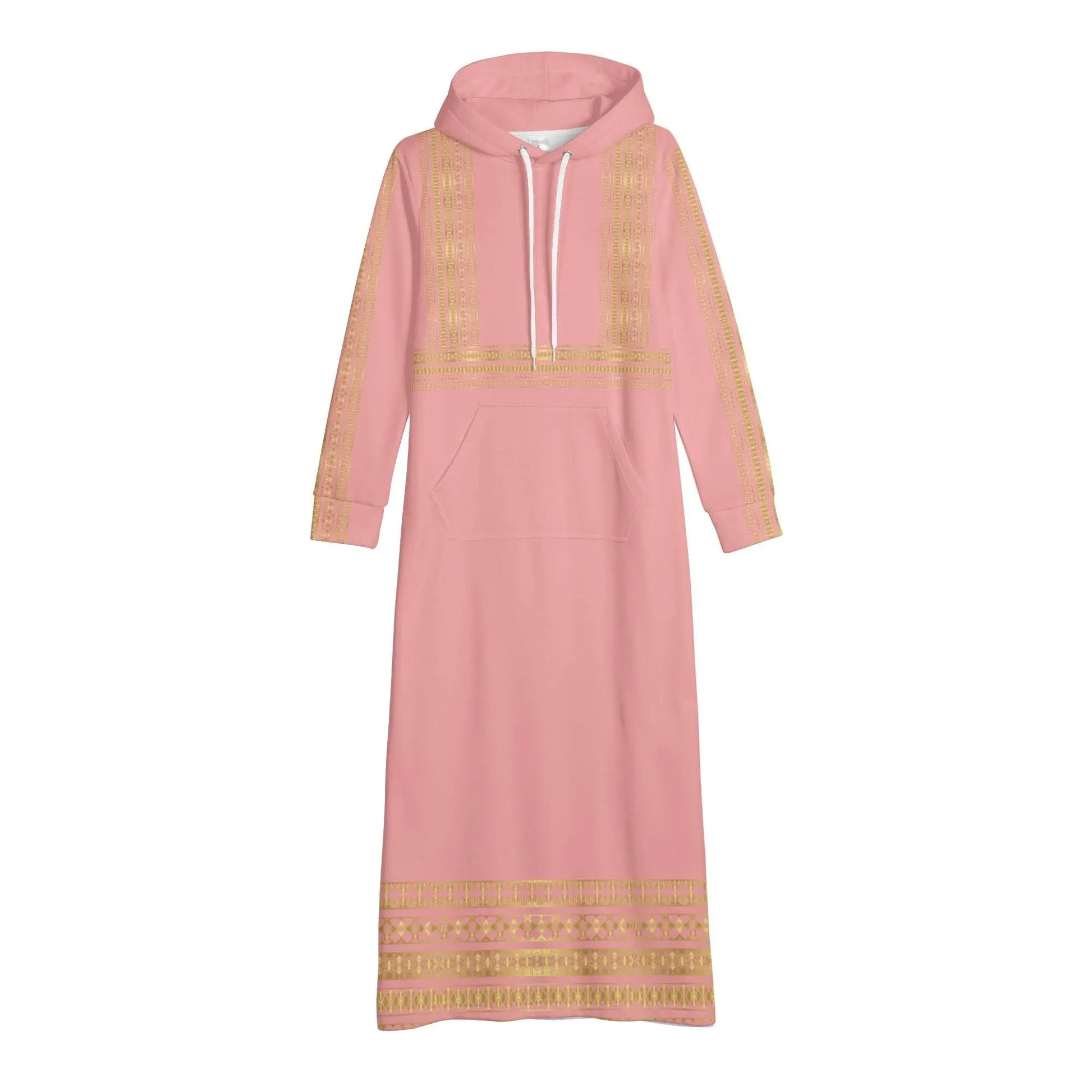 Shimmering Blush Casual Long Hoodie Dress - IVORYNN
