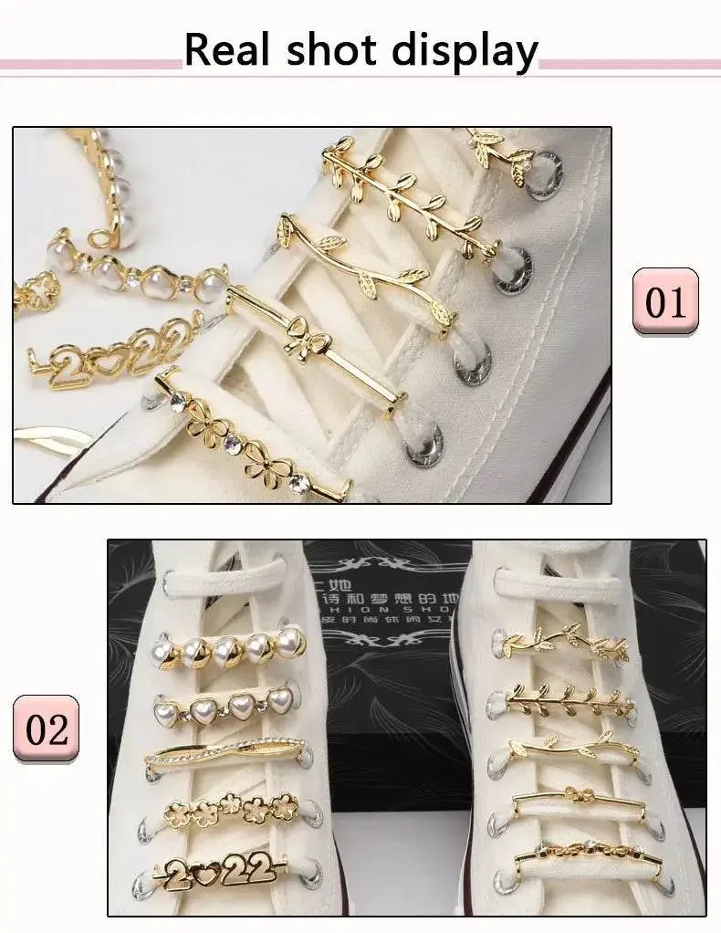Shoelaces Clips Decoration Shiny Rhinestones - IVORYNN