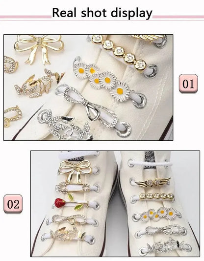 Shoelaces Clips Decoration Shiny Rhinestones - IVORYNN