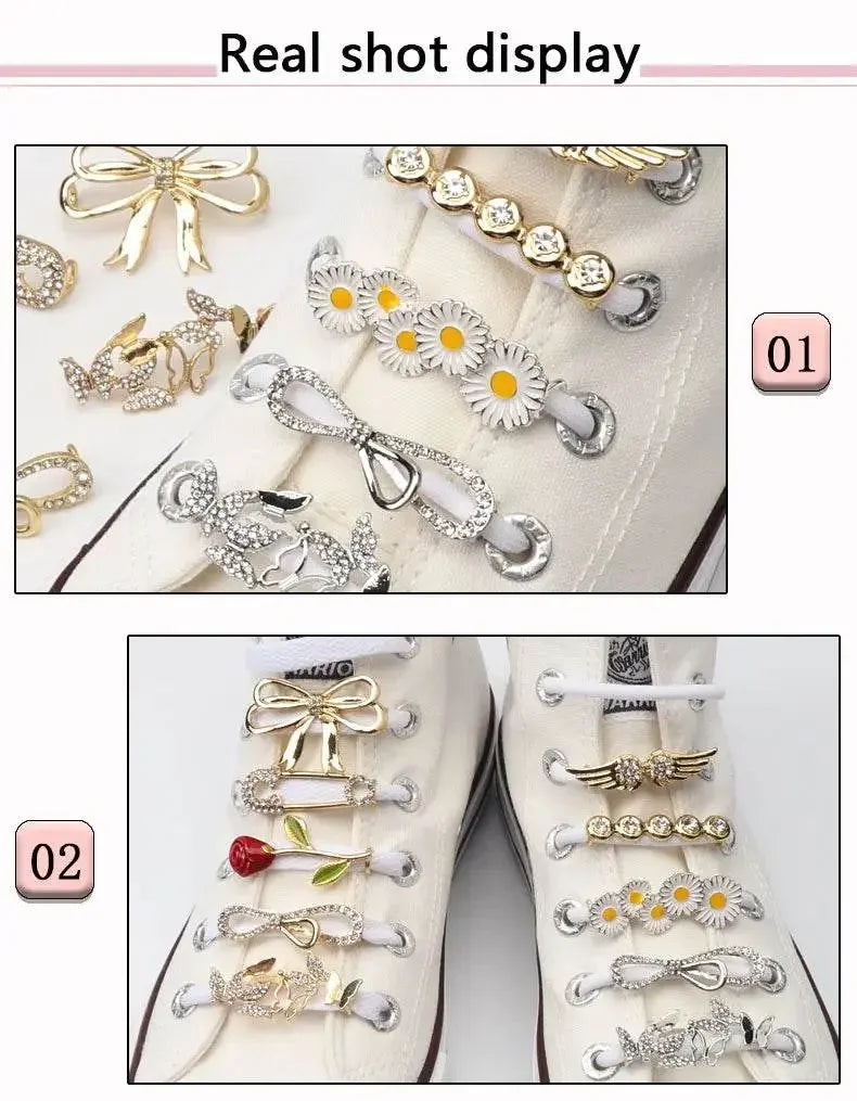 Shoelaces Clips Decoration Shiny Rhinestones - IVORYNN