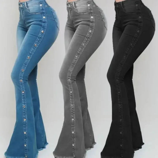 Side Cut Out Flare Jeans - IVORYNN