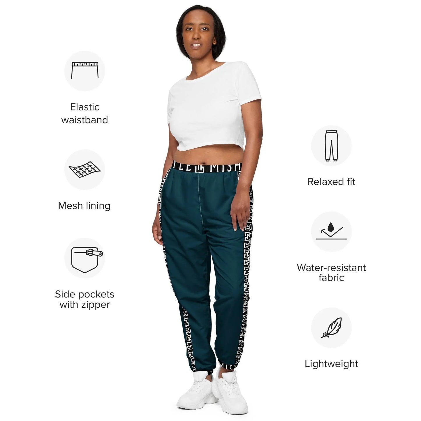 Side Solid Unisex  Blue Whale track pants - IVORYNN