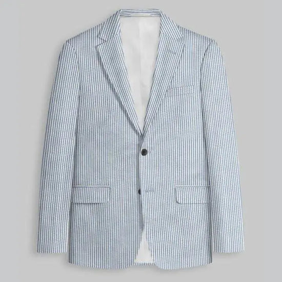 Slim Fit Two-Button Seersucker Roman Silver Suit Set - IVORYNN