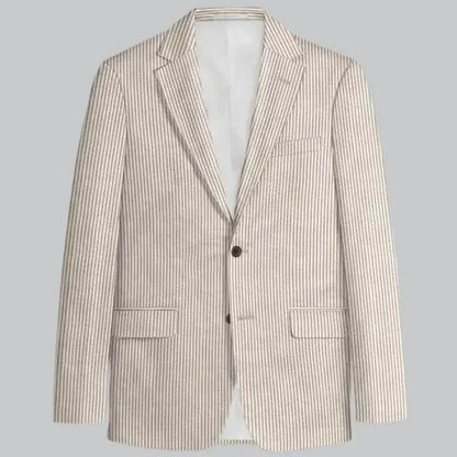 Slim Fit Two-Button Seersucker Tan Suit Set - IVORYNN