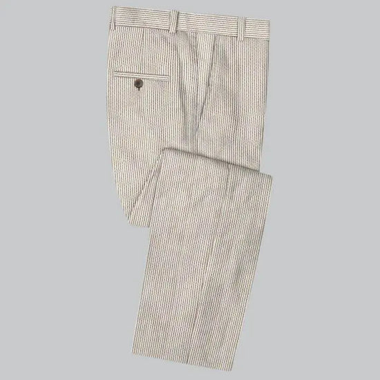 Slim Fit Two-Button Seersucker Tan Suit Set - IVORYNN