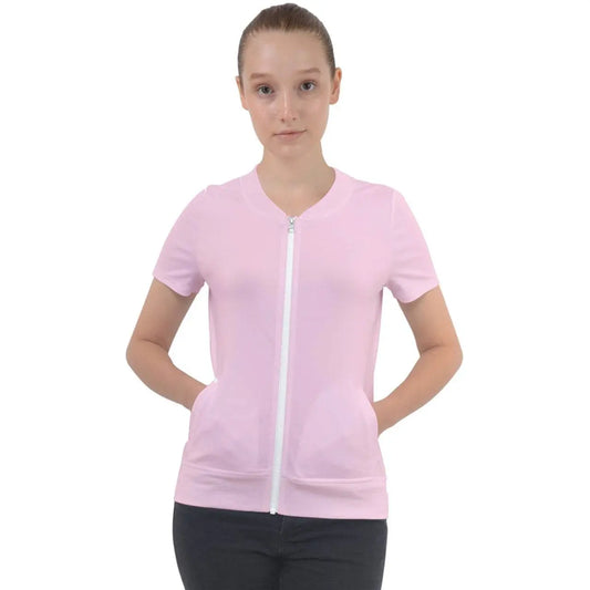Small Short Sleeve Zip Up Jacket - Pink - IVORYNN