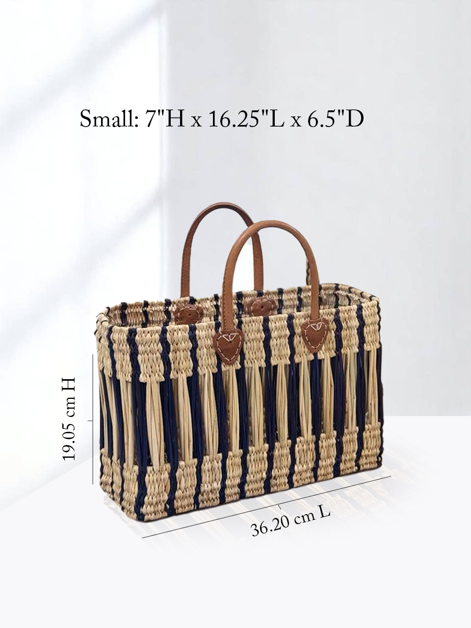 Handwoven Straw Home Tote Bag with Leather Handles