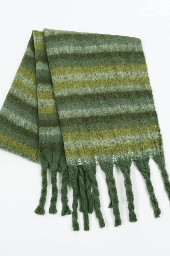 Smart Plaid Fringe Contrast Striped Scarf - IVORYNN