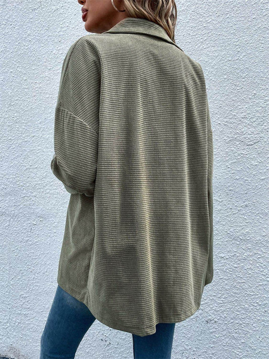 Snap Down Collared Luxury Shoulder Jacket