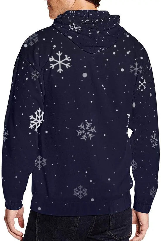 Snowy Full Zip Dark Blue Hoodie - IVORYNN