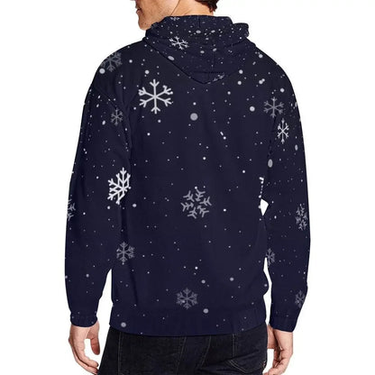 Snowy Full Zip Dark Blue Hoodie - IVORYNN