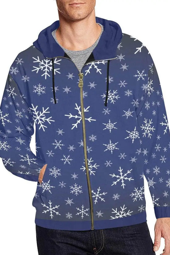 Snowy Full Zip Navy Hoodie - IVORYNN