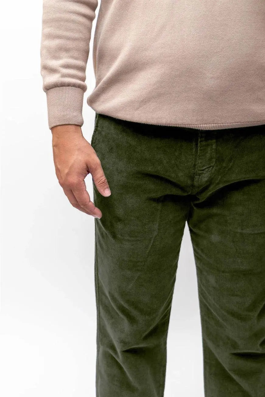 Soft Stretch Classic Hunting Green Corduroy Pants - IVORYNN