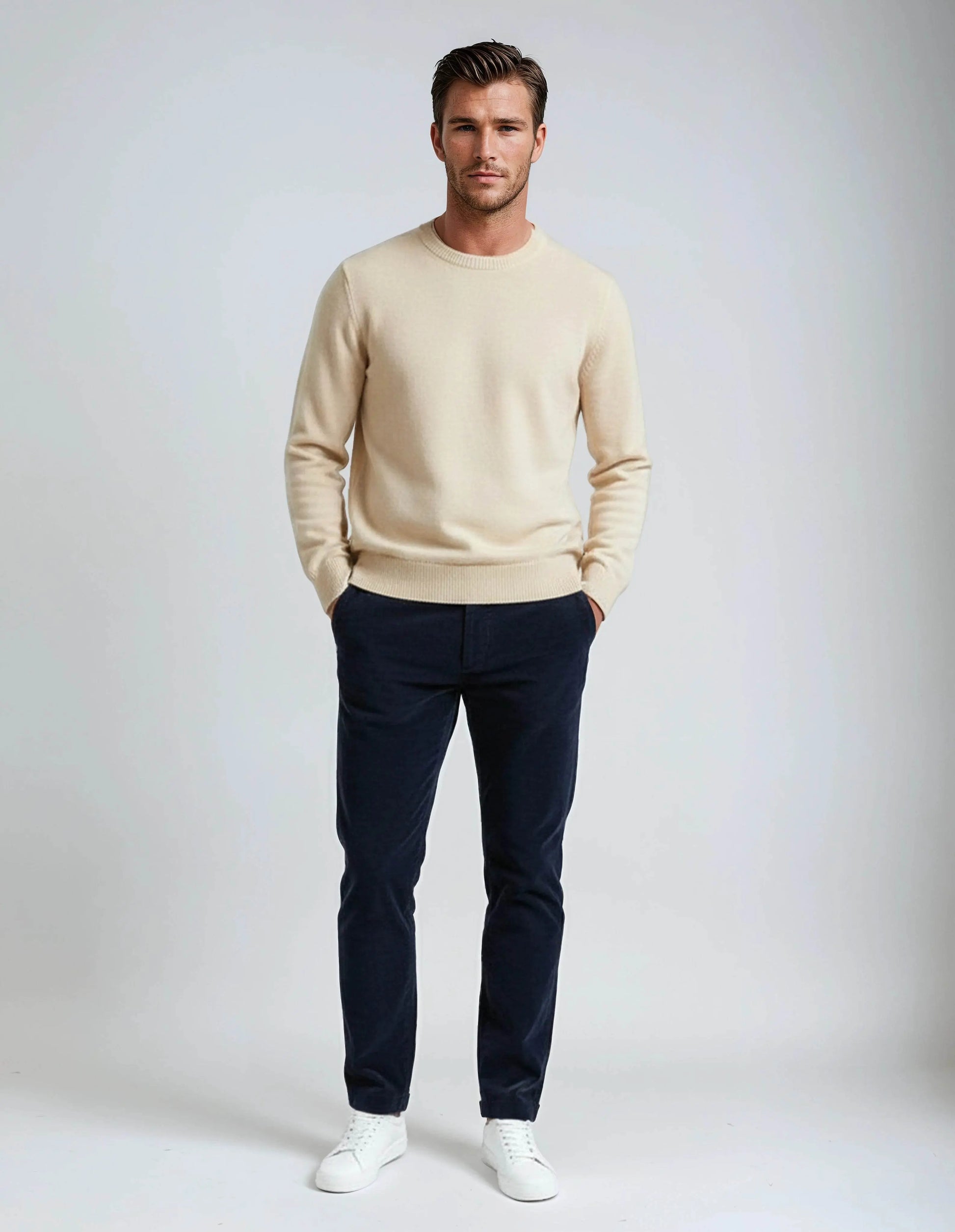 Soft Stretch Classic Navy Blue Corduroy Pants - IVORYNN