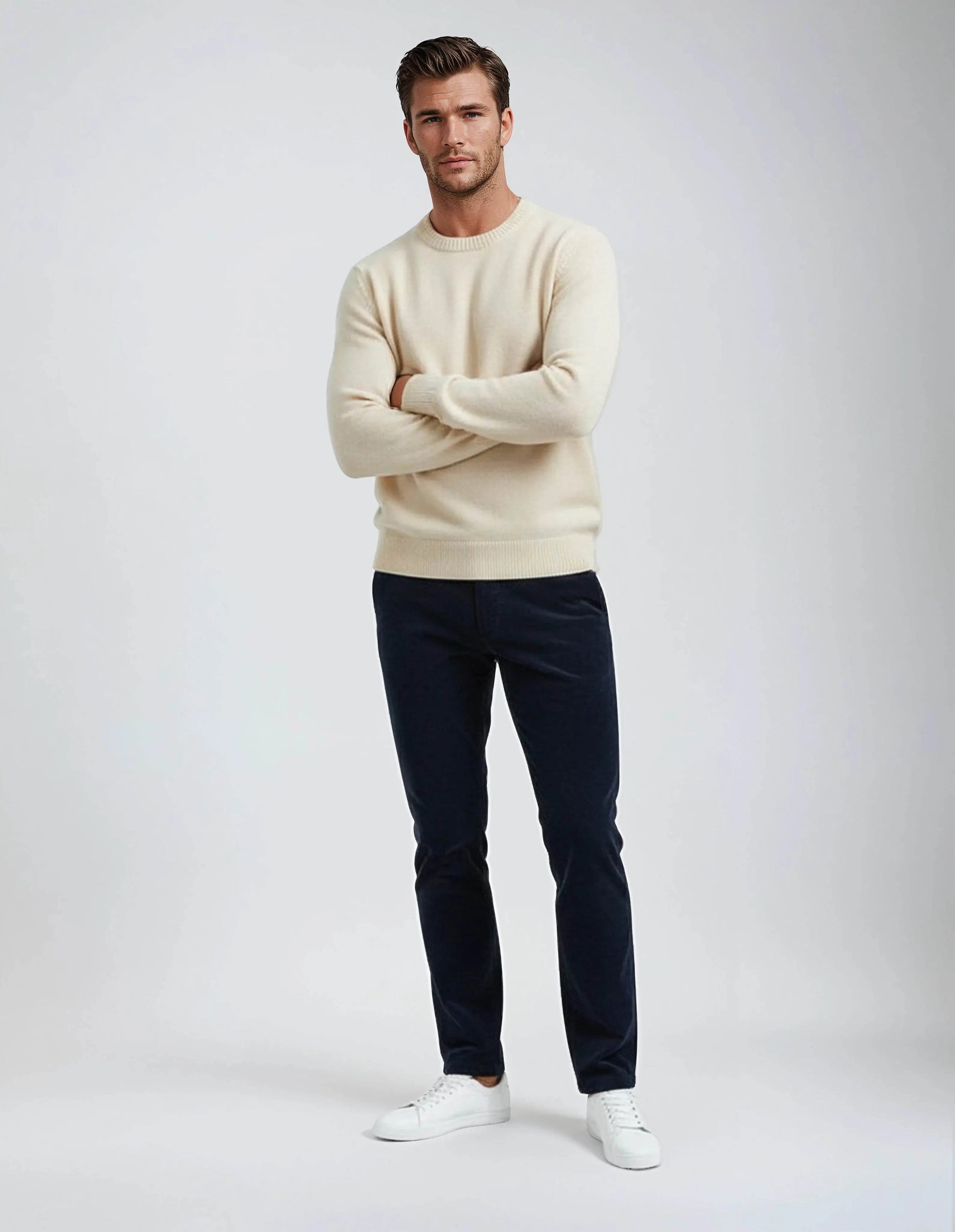 Soft Stretch Classic Navy Blue Corduroy Pants - IVORYNN