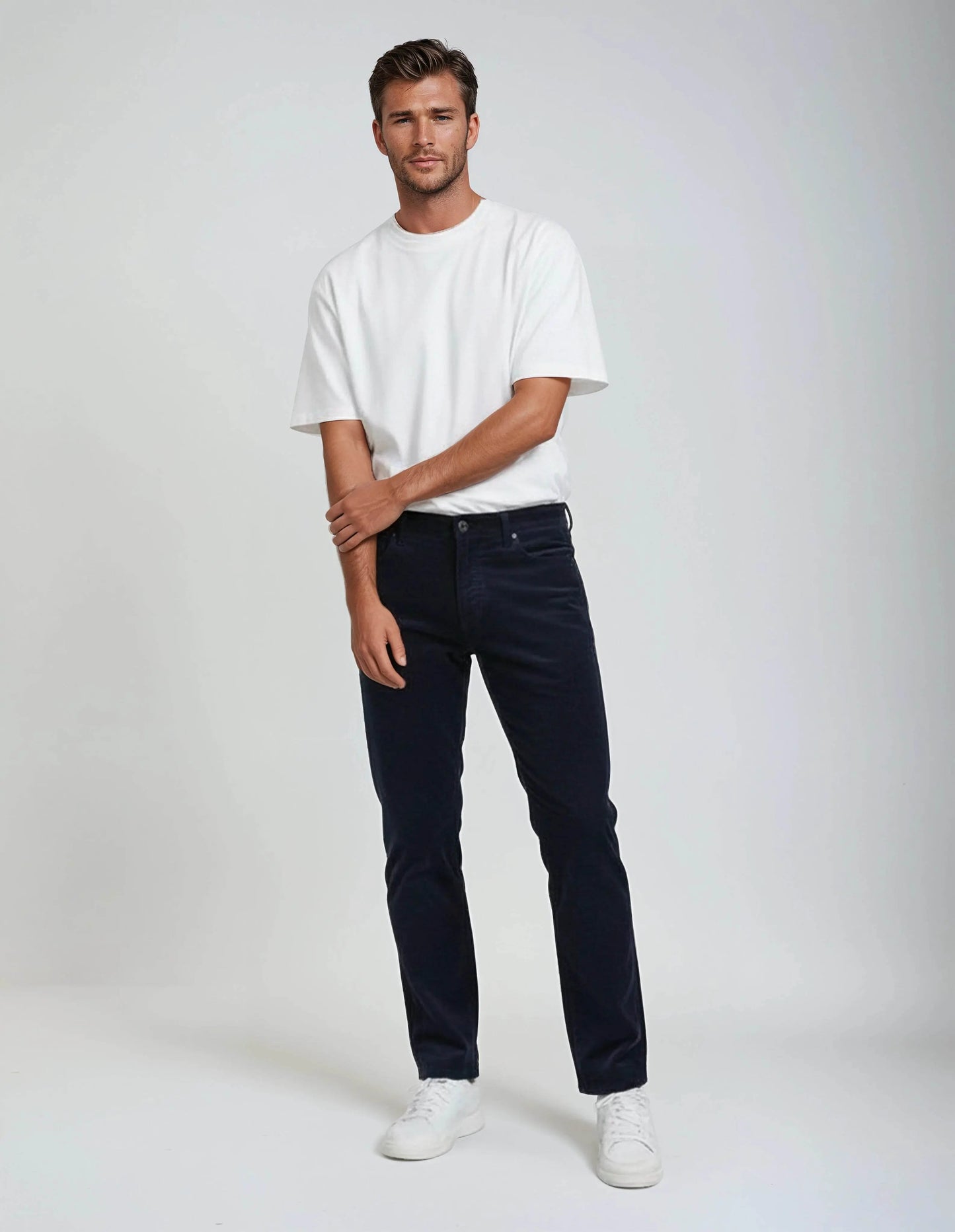 Soft Stretch Classic Navy Blue Corduroy Pants - IVORYNN