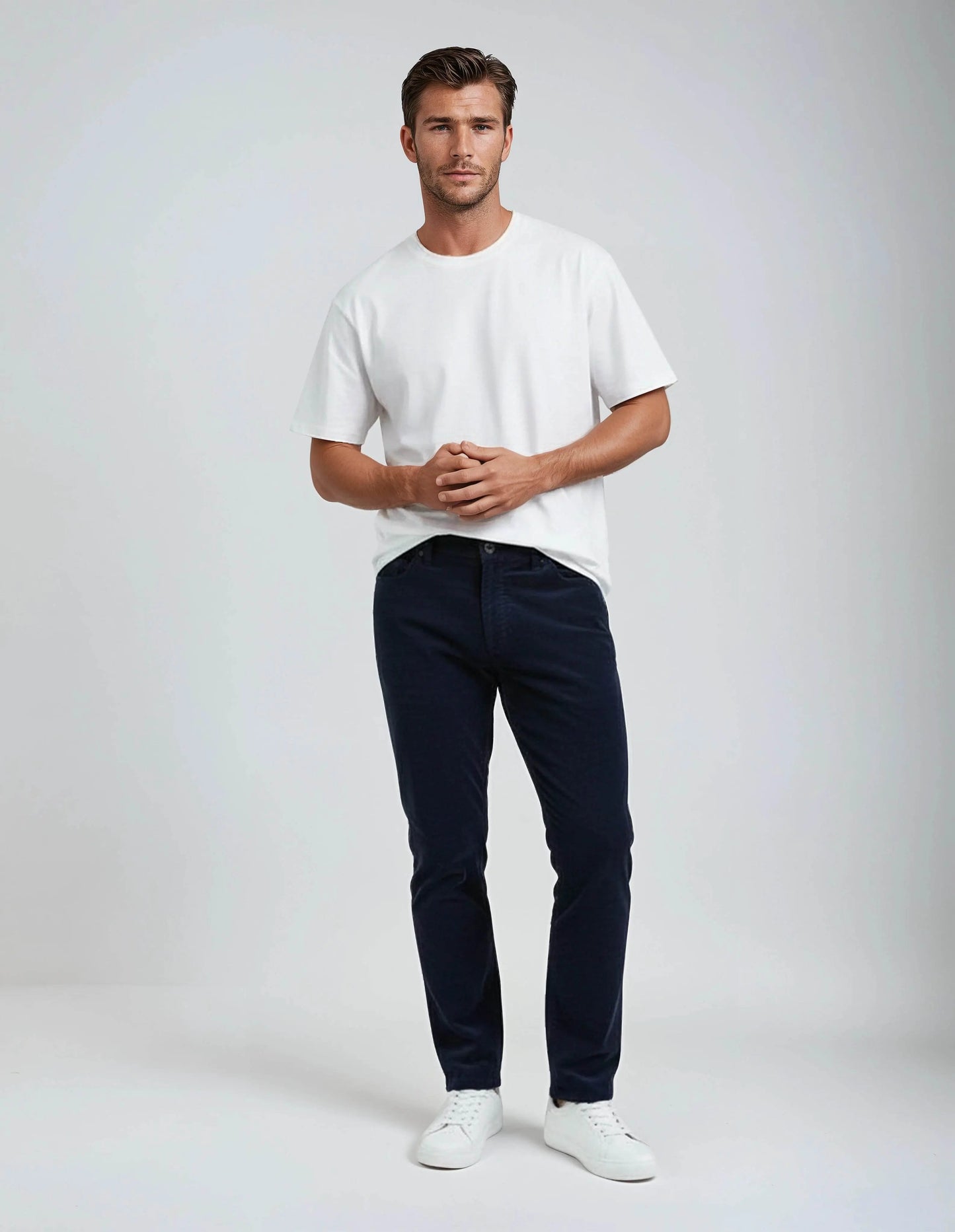 Soft Stretch Classic Navy Blue Corduroy Pants - IVORYNN