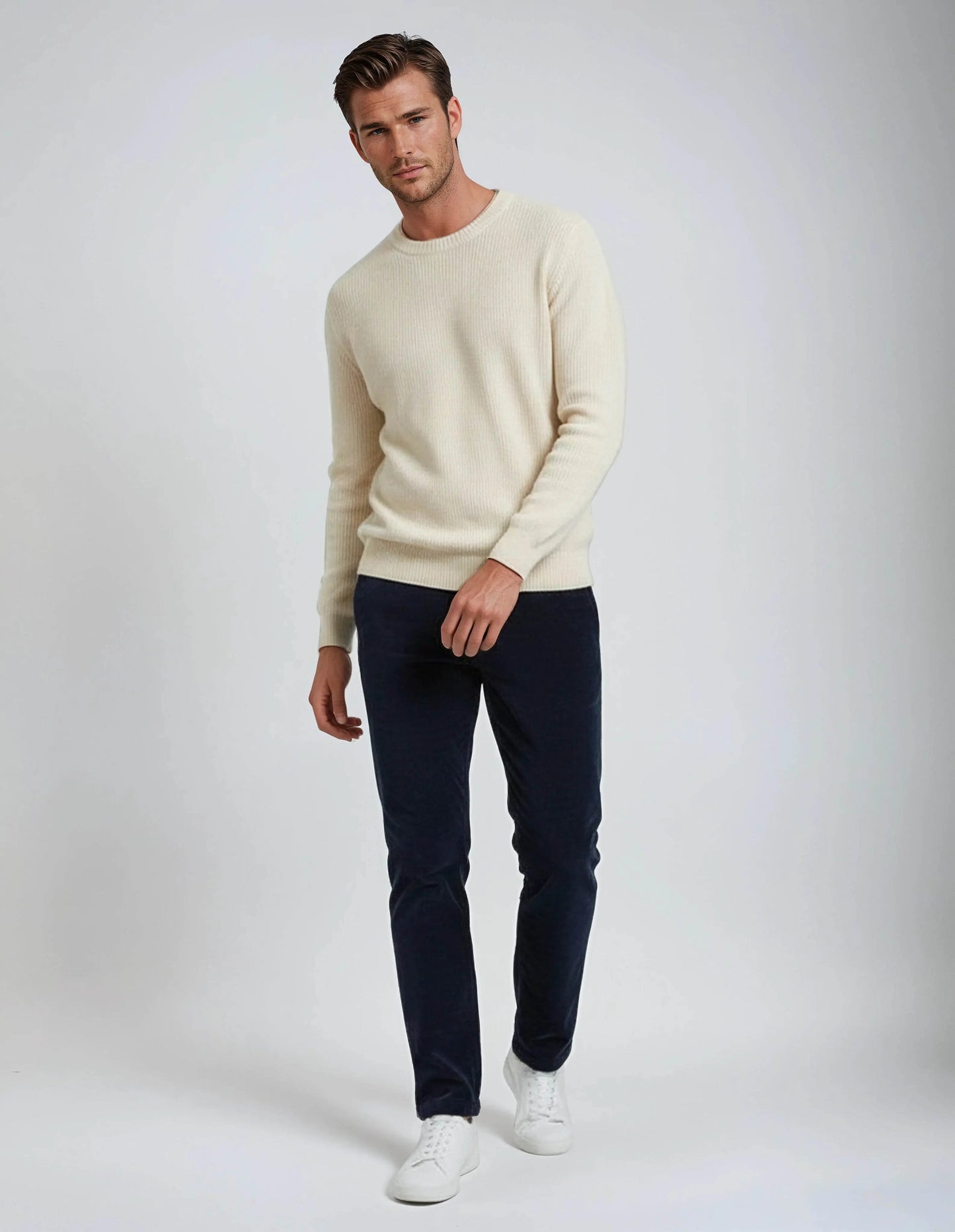 Soft Stretch Classic Navy Blue Corduroy Pants - IVORYNN