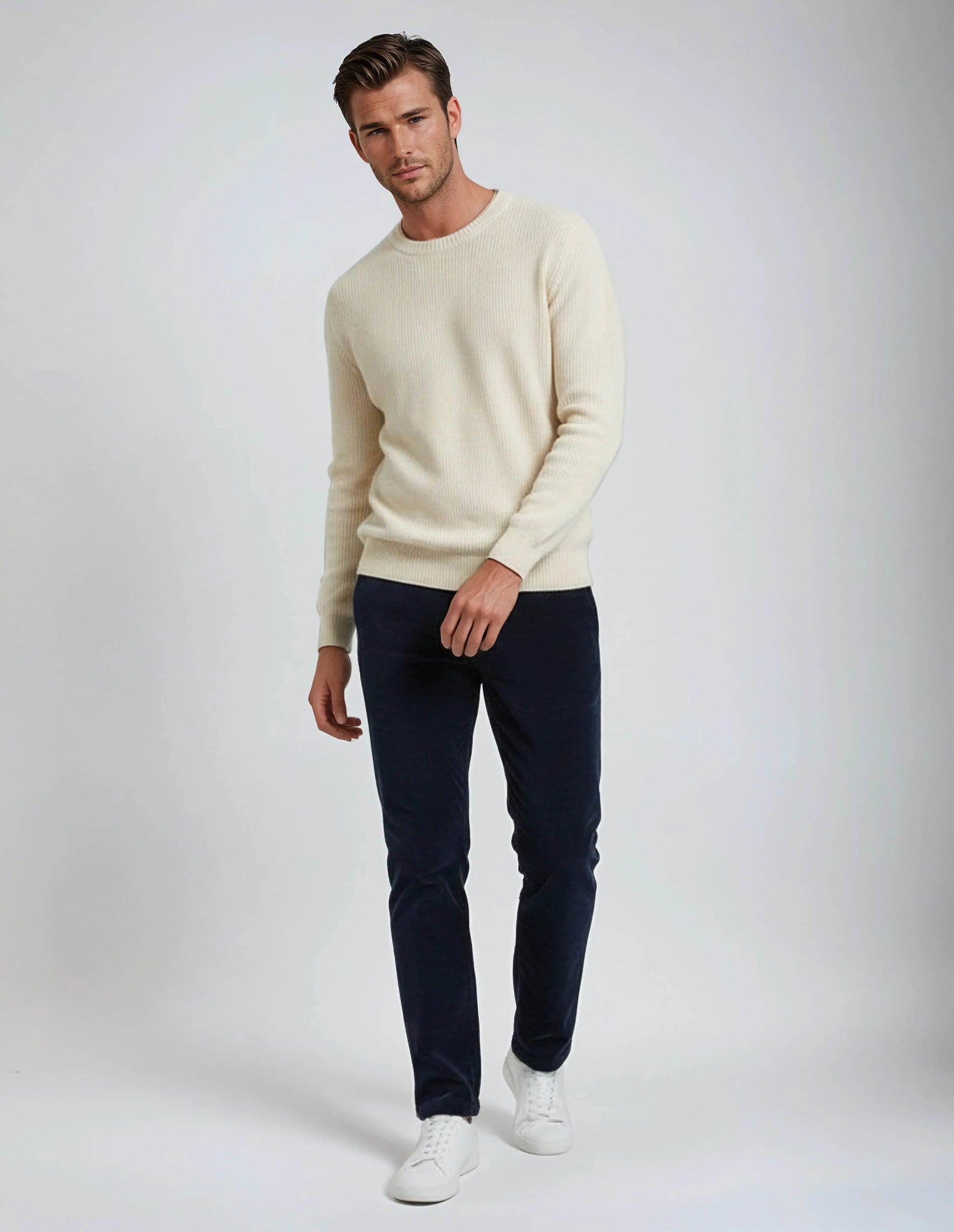 Soft Stretch Classic Navy Blue Corduroy Pants - IVORYNN