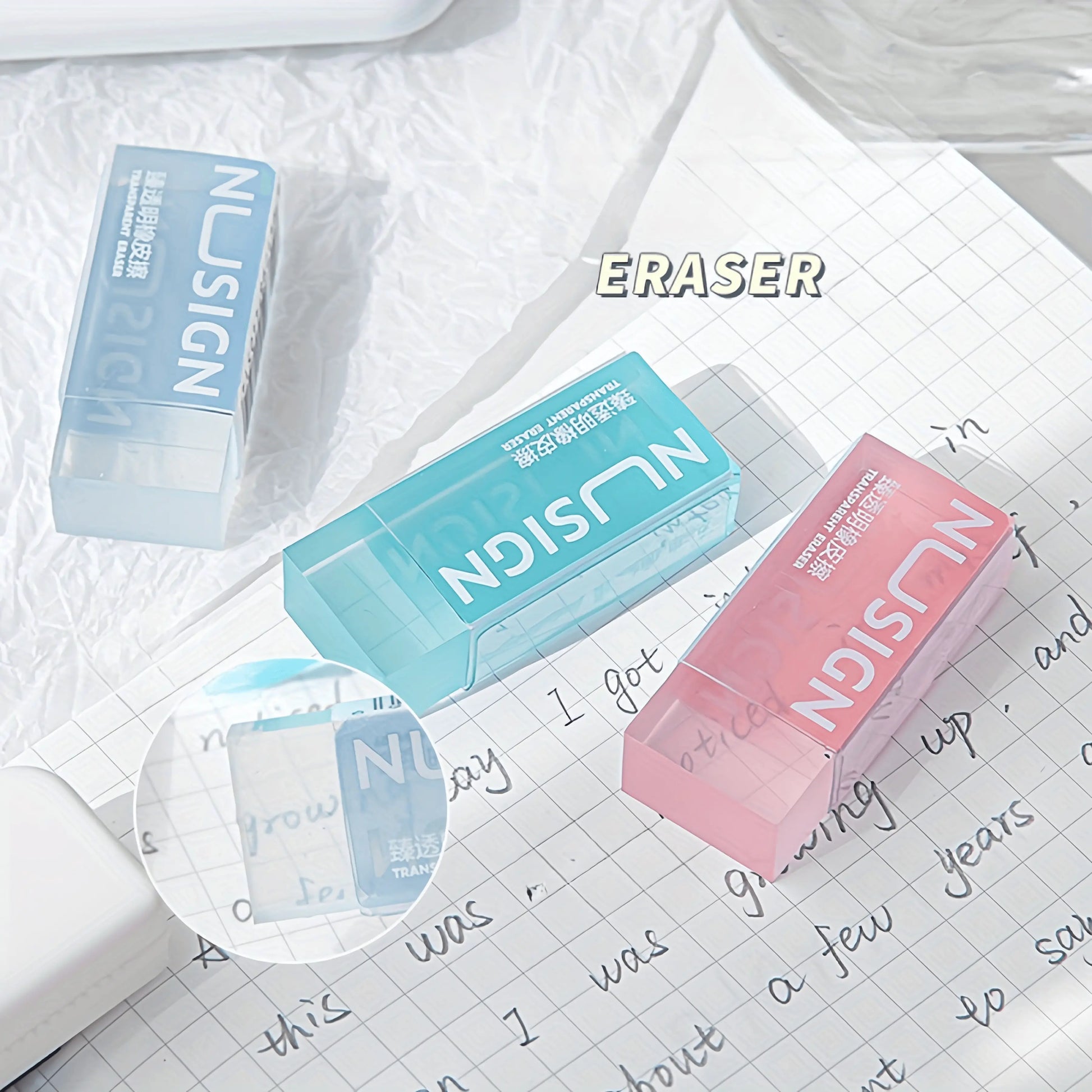 Solid Color Transparent Pencil Eraser - IVORYNN
