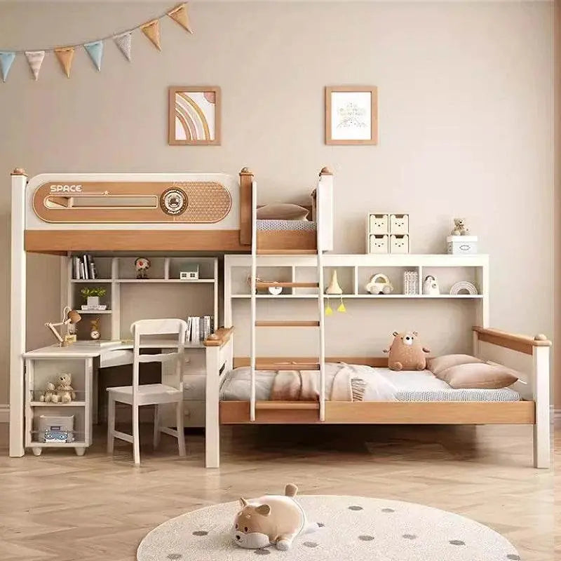 Solid Wood With Upper and lower Bunk Bed - IVORYNN