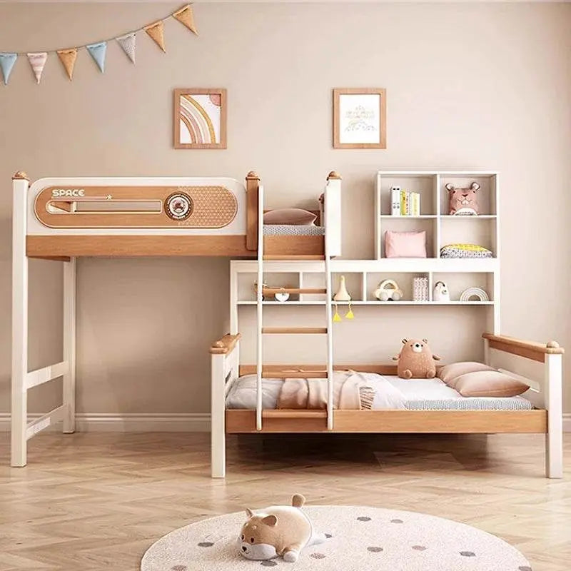 Solid Wood With Upper and lower Bunk Bed - IVORYNN