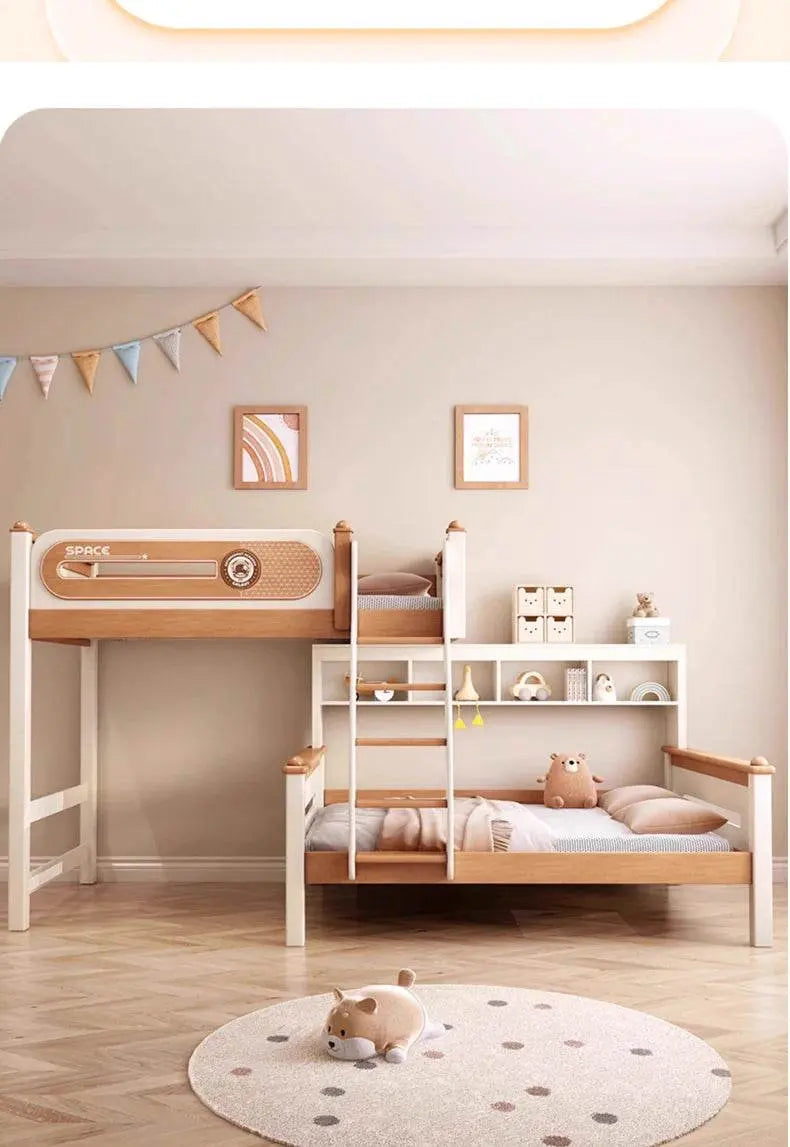 Solid Wood With Upper and lower Bunk Bed - IVORYNN