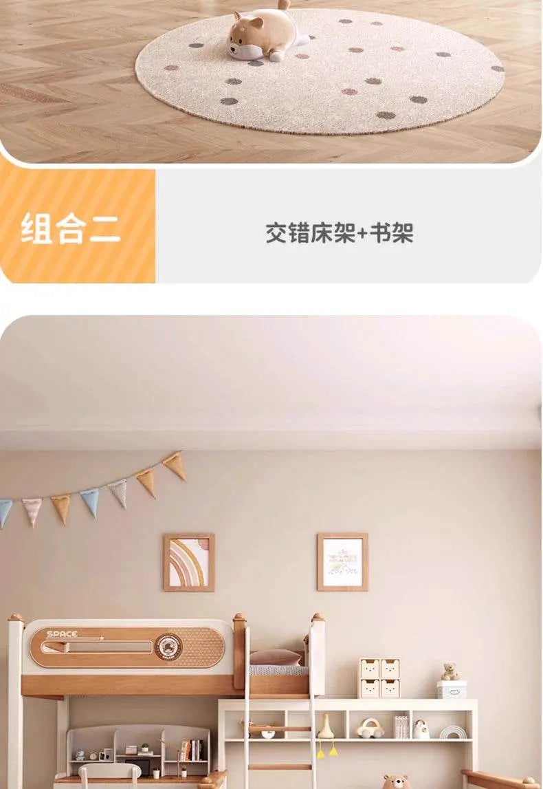 Solid Wood With Upper and lower Bunk Bed - IVORYNN