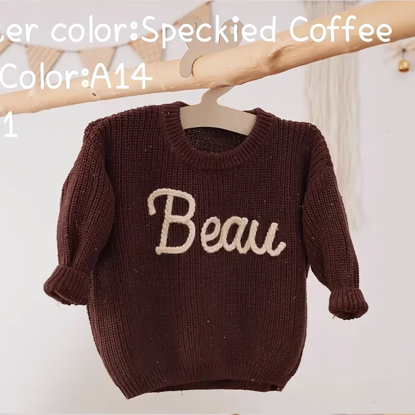 Cotton Hand embroidered Name Baby Sweater