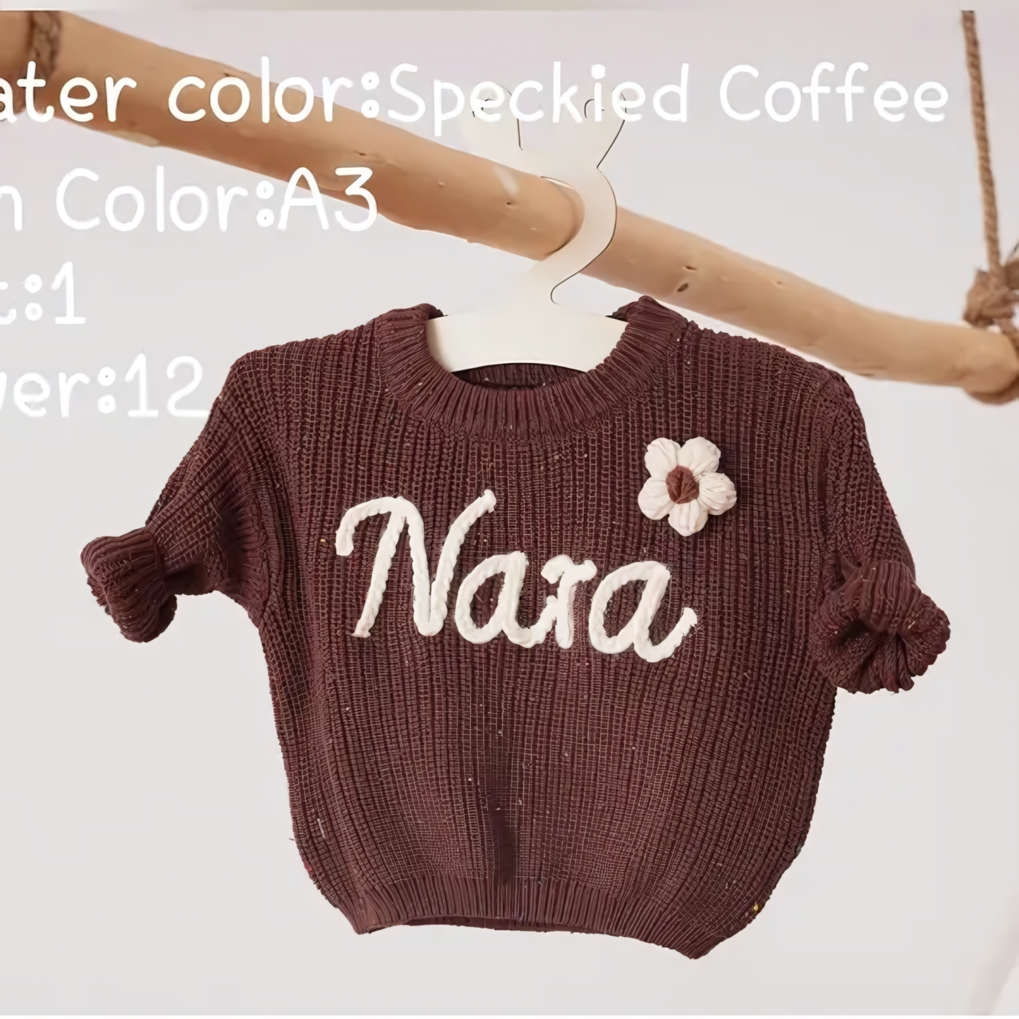 Cotton Hand embroidered Name Baby Sweater