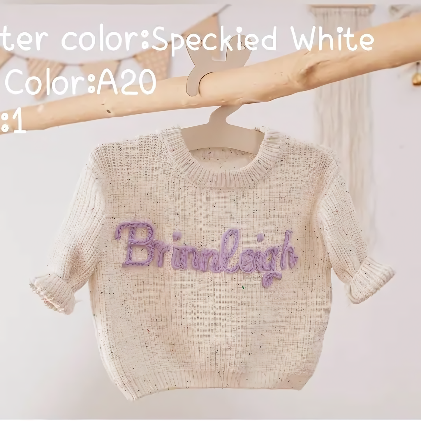 Cotton Hand embroidered Name Baby Sweater