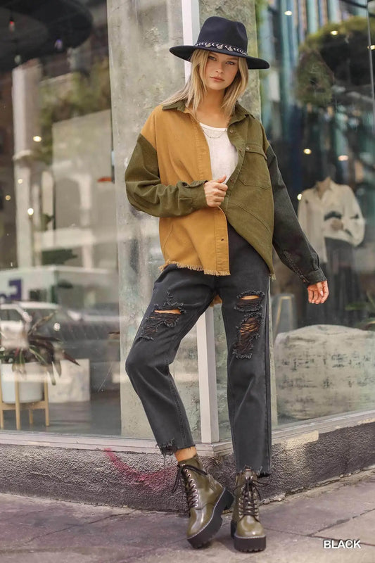 Straight Distressed Denim Pants