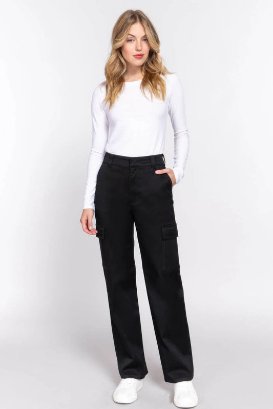 Straight Fit Comfort Functional Black Long Pants