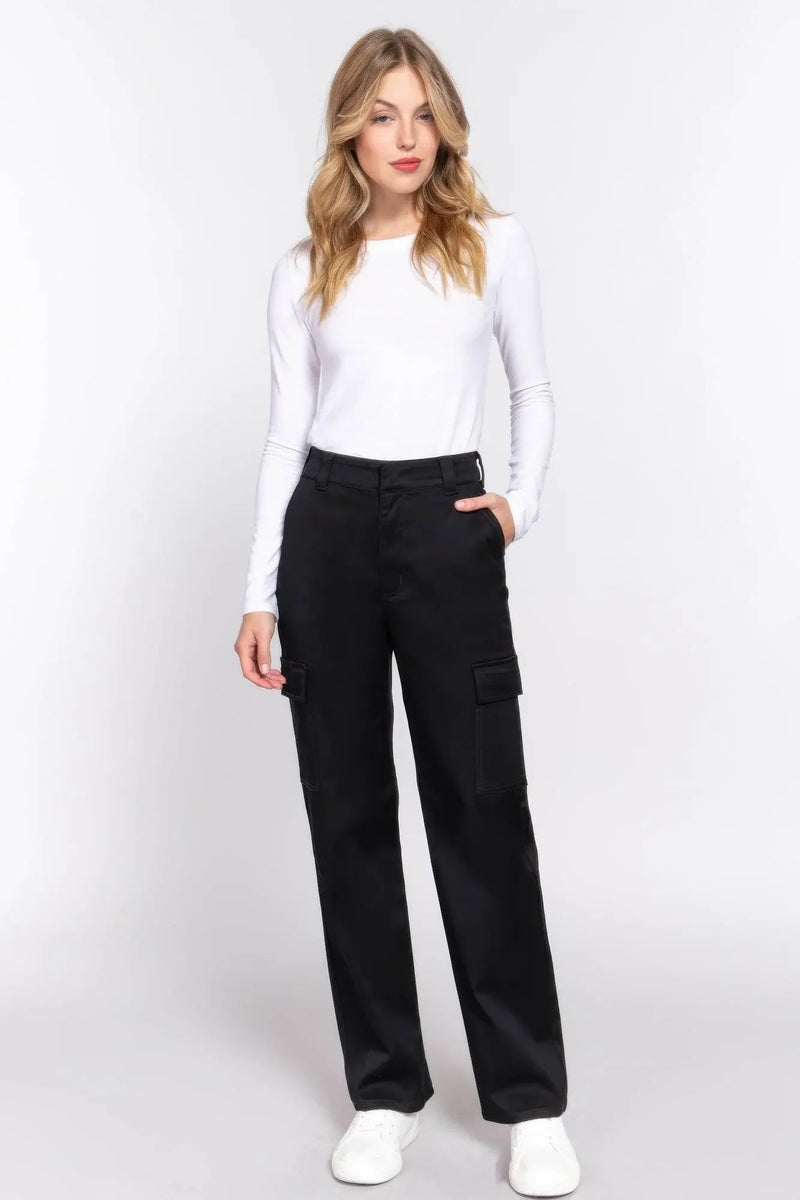 Straight Fit Comfort Functional Black Long Pants - IVORYNN