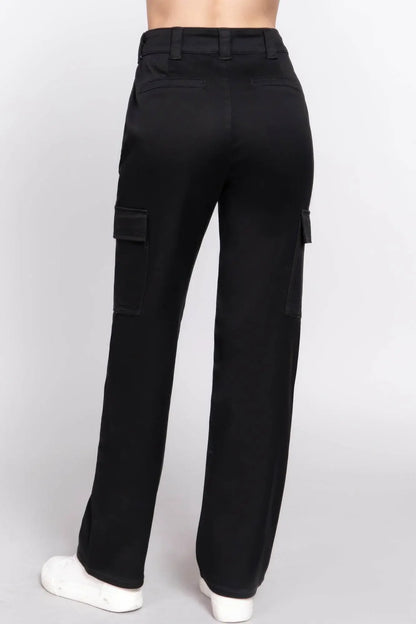 Straight Fit Comfort Functional Black Long Pants - IVORYNN