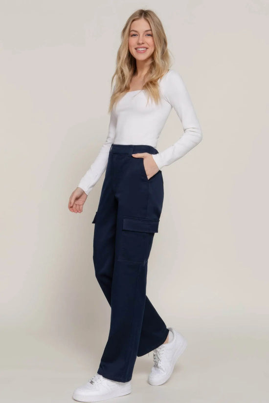 Straight Fit Comfort Functional Navy Long Pants - IVORYNN