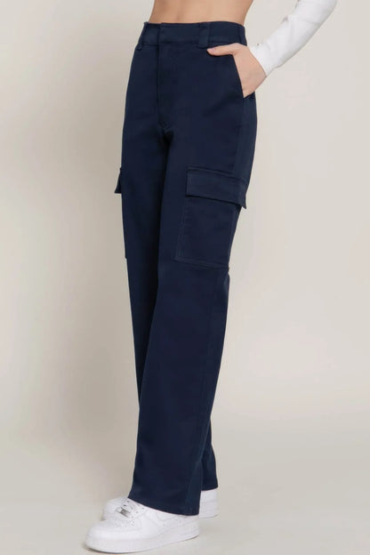 Straight Fit Comfort Functional Navy Long Pants - IVORYNN