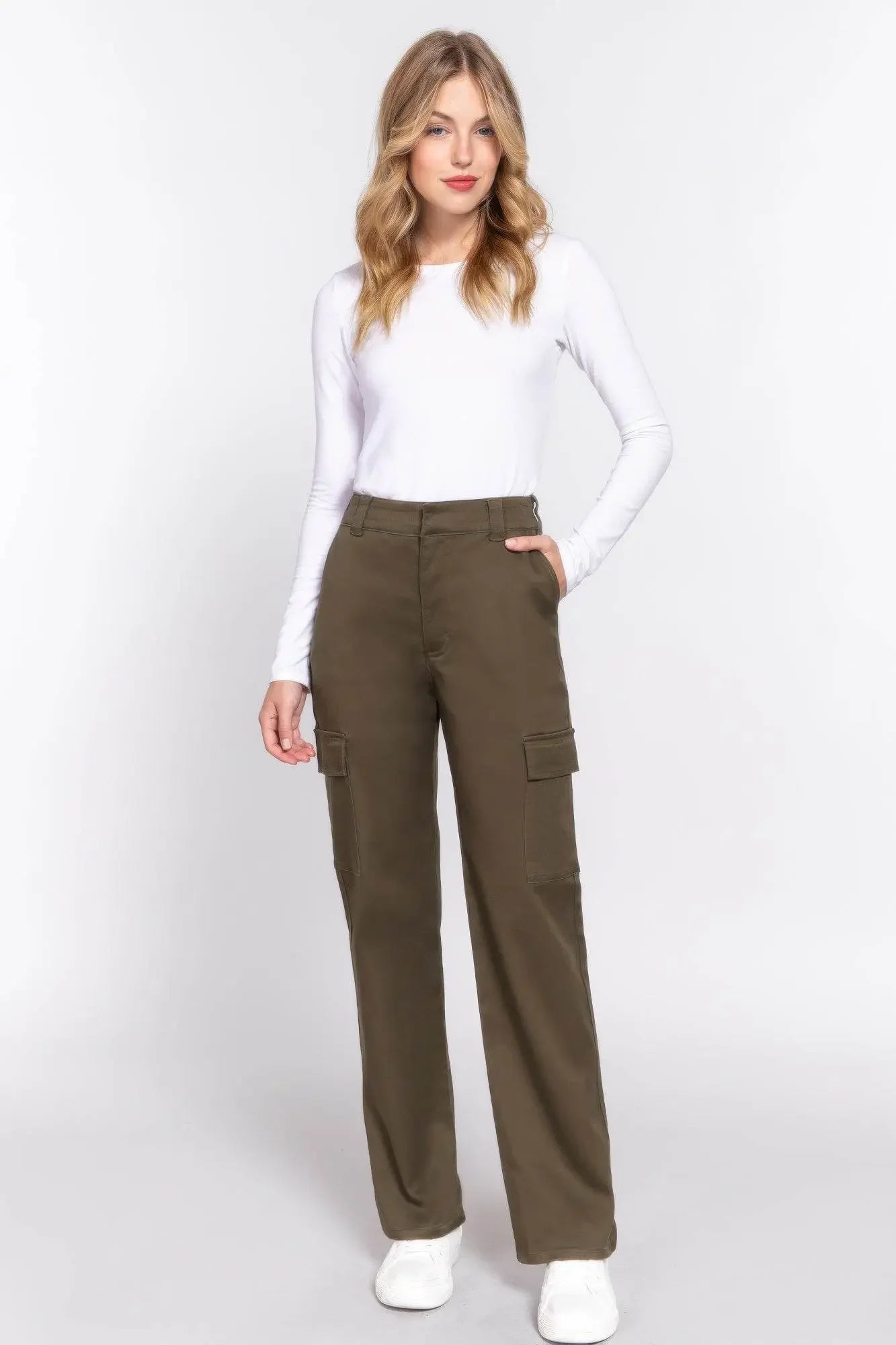 Straight Fit Comfort Functional Olive Drab Camouflage Long Pants - IVORYNN